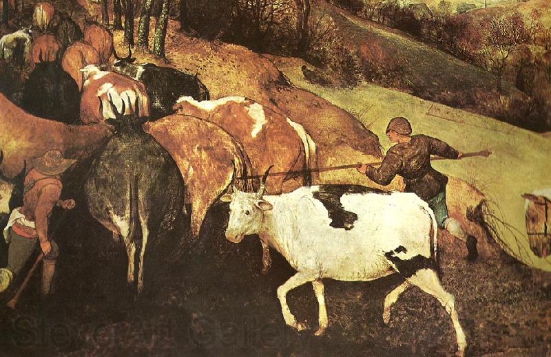 Pieter Bruegel detalj fran hjorden drives drives hem,oktober eller november France oil painting art